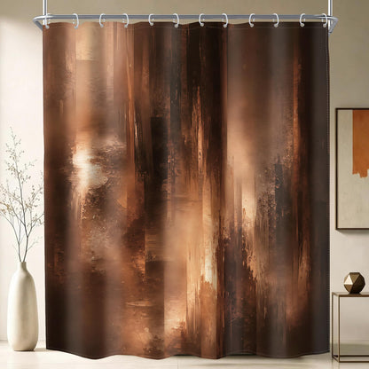Rustic Brown Striped Shower Curtain Abstract Ombre Vintage Modern Masculine