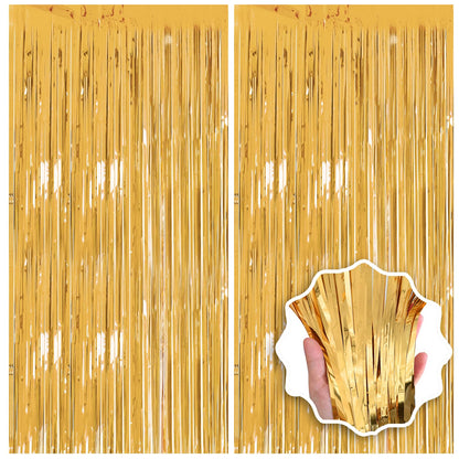 2 Pack Foil Curtain Backdrop Curtains Silver Tinsel Door Streamers Birthday Party Decorations Photo Backdrop Props for Party Graduation Wedding Bachelorette Christmas Baby Shower