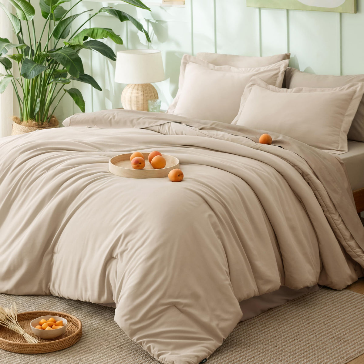 Bedsure Blue Bedding Set Queen Bed in a Bag Contrasting Bed 7 Pieces