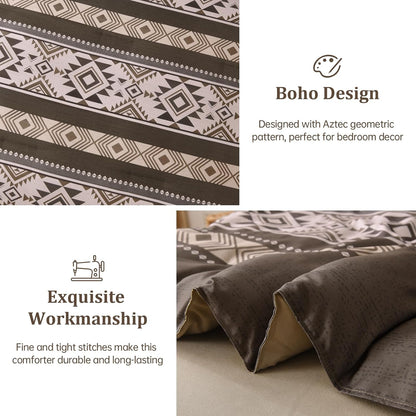 Anibedding Brown Full Size Comforter Set, 7 Pieces Boho Western Bedding Set