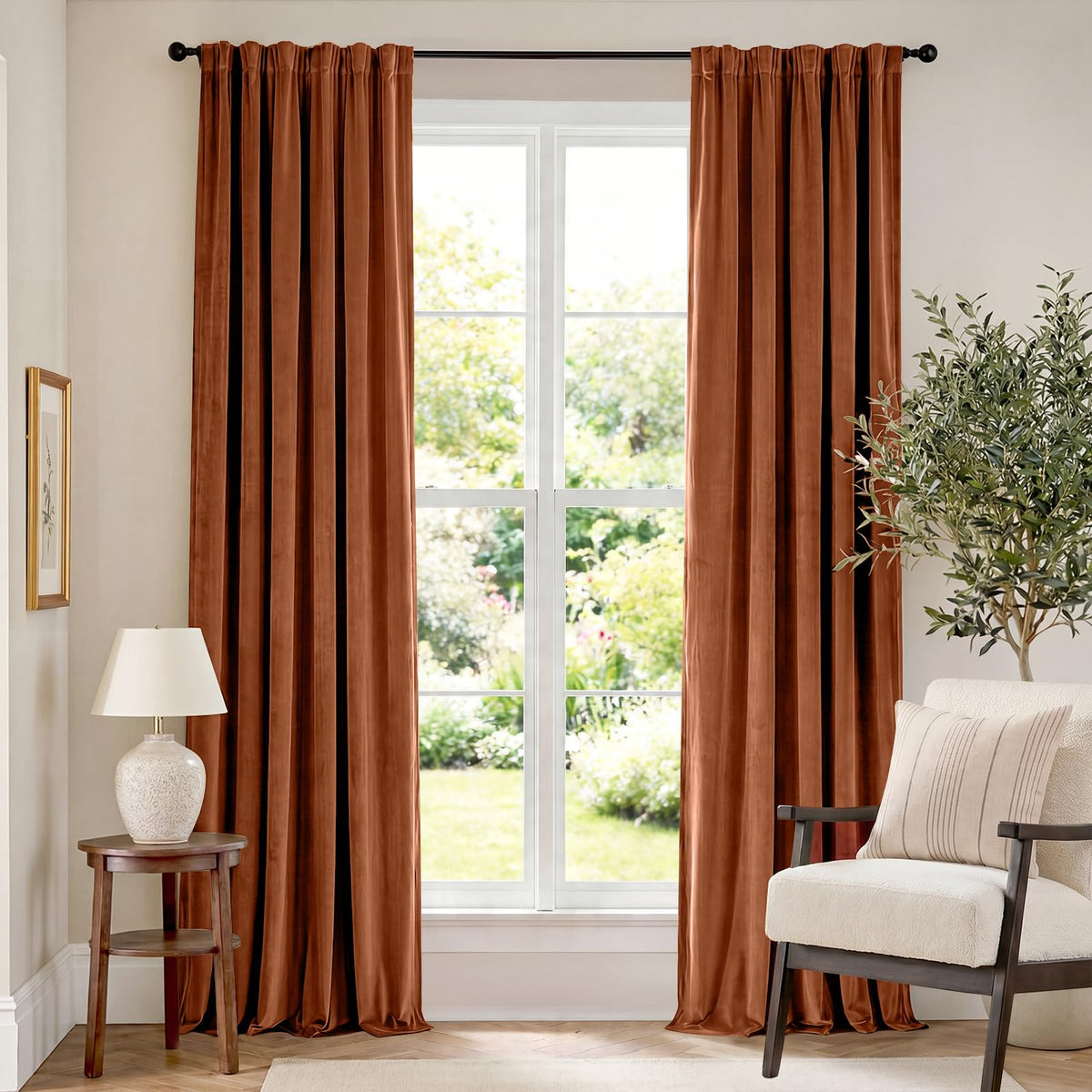 Lazzzy Blackout Curtains Thermal Insulated Curtains Room Window Drapes Super Soft Luxury Curtains for Living Room Bedroom Rod Pocket 2 Panels, 96 Inch Lined | Beige