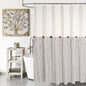 DOSLY IDÉES Farmhouse Shower Curtain,Beige and Gray Stripe,Button Curtain,Linen and Cotton Woven Fabric,Rustic Charm Country Chic Style,72x72 in