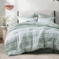 Bedsure Full Comforter Set 7 Pc, Grey Striped, Reversible, All-Season