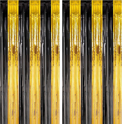 Voircoloria Laser Pink Foil Fringe Backdrop Curtains,3.3x6.6ft, 2 Pack