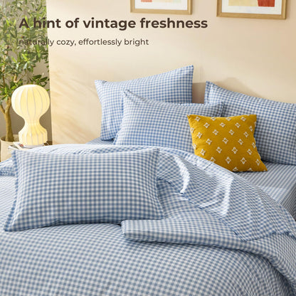 Litanika Full Size Comforter Sets 7 Pieces Cornflower Blue Gingham