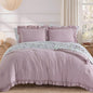 BLOOMHAVEN Queen Comforter Set-7 Pieces Ruffle Bedding with Floral Sheet