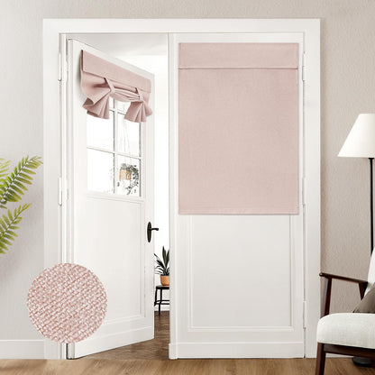HOMEIDEAS 100% Blackout Linen Door Curtains for French Door 26x68 Inch