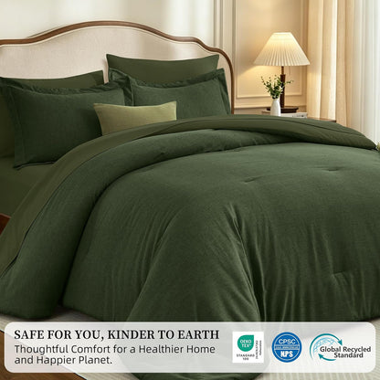 Upgraded Cationic Dyed King Comforter Set, 7-Piece Bed in a Bag