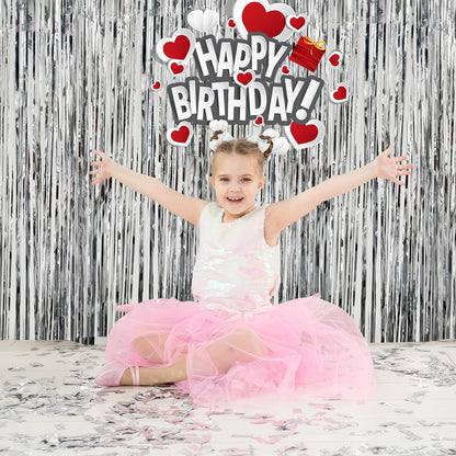 2 Pack Foil Curtain Backdrop Curtains Silver Tinsel Door Streamers Birthday Party Decorations Photo Backdrop Props for Party Graduation Wedding Bachelorette Christmas Baby Shower