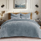 EverGrace Stripe Channel Luxury Velvet Quilt Set King Size, Beige Taupe