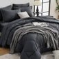 HEVUMYI 7-Piece Full Comforter Set, Dark Grey Bed in a Bag