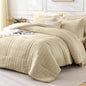 FreshCulture Comforter Set Seersucker 7 Pieces, All Season Bedding Set Queen, Bed in a Bag Comforter Set with 1 Comforter, 1 Flat Sheet, 1 Fitted Sheet, 2 Pillowcases and 2 Pillow Shams, Dark Grey