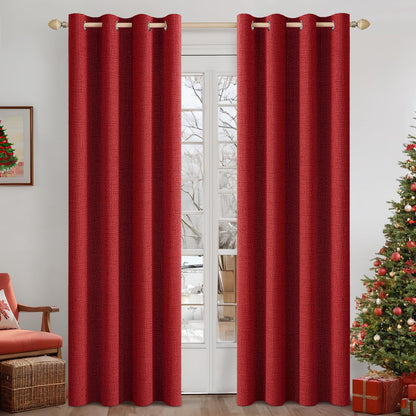 MIULEE 100% Blackout Linen Curtains for Bedroom 52x90 Inches Natural Beige