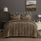 PHF Diamond Pattern Luxury Velvet Quilt Set Queen Size, Sand