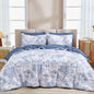 DJY Blue Comforter Set King, 7 Pieces Bed in a Bag King Size Botanical Comforters with Sheets Elegant Plants Print Soft Microfiber Reversible Complete Bedding Sets for All Season