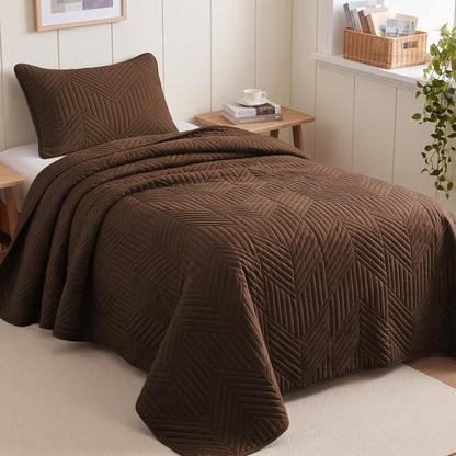Exclusivo Mezcla Ultrasonic Full Queen Quilt Bedding Set, Beige Cream