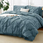 CozyLux Queen Comforter Set Black, 7 Pieces Pintuck Bed in a Bag