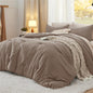 Bedsure Queen Comforter Set Prewashed Soft Bedding Set 3Pcs Cream 90"x90"
