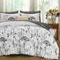 Yiran Queen Comforter Set, 7 Piece Floral Dark Green Dandelion Bed in a Bag