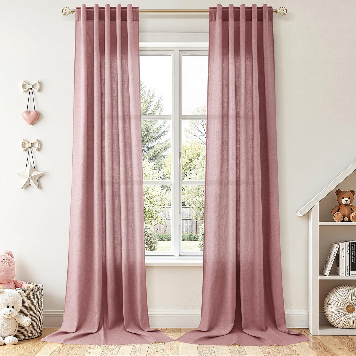 Nanspring Linen Kitchen Window Curtains Over Sink for Cafe 36x36 Inch Cream