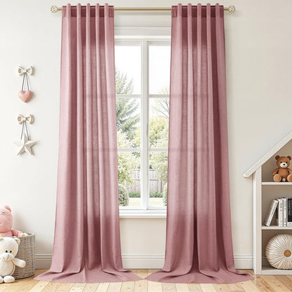 Nanspring Linen Kitchen Window Curtains Over Sink for Cafe 36x36 Inch Cream