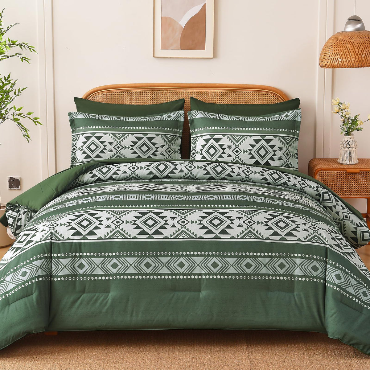 Anibedding Brown Full Size Comforter Set, 7 Pieces Boho Western Bedding Set