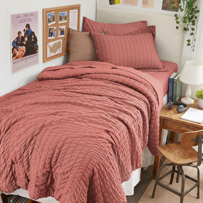 Full Comforter Set - 7PCS Bed in a Bag, Seersucker Bedding Set, Dark Grey