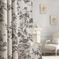 Boho Floral 100% Blackout Curtains 84 Inch 2 Panels Linen Texture