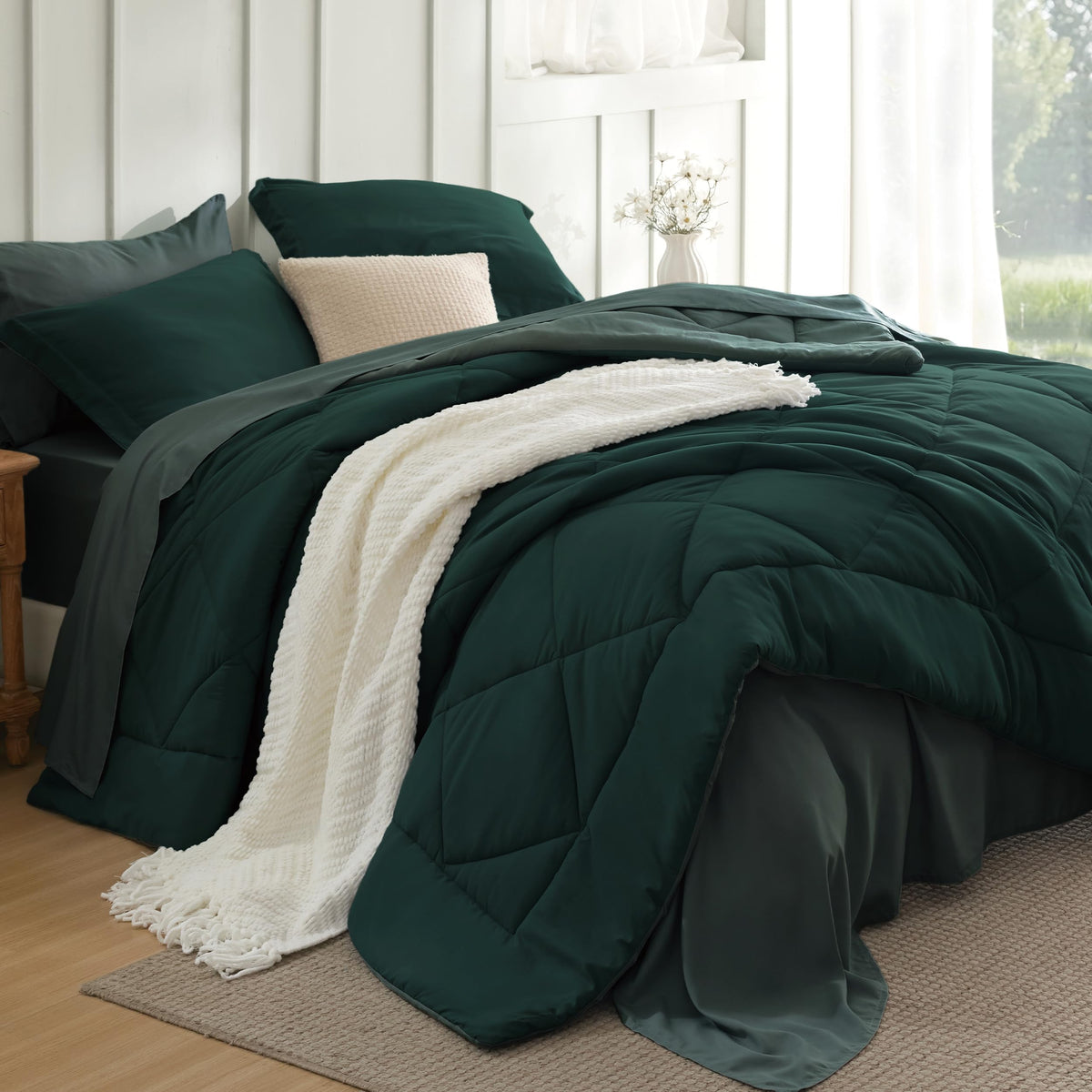 Bedsure Bed in a Bag Full Reversible Bed Set 7 Pieces Grey/Light Grey