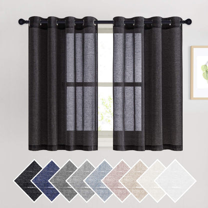 NICETOWN Semi Sheer Linen Ivory Curtains for Bedroom, W52xL84, 2 Panels
