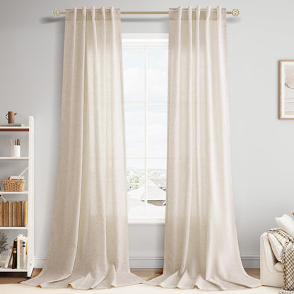 Nanspring Linen Kitchen Window Curtains Over Sink for Cafe 36x36 Inch Cream