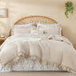Litanika 7Pcs Full Ruffled Sage Green Comforter Set with Floral Sheets