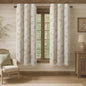 Boho Floral 100% Blackout Curtains 84 Inch 2 Panels Linen Texture