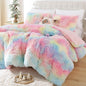 Smoofy Fluffy Queen Comforter Set, Faux Fur Pink Comforter Set 3 Pcs