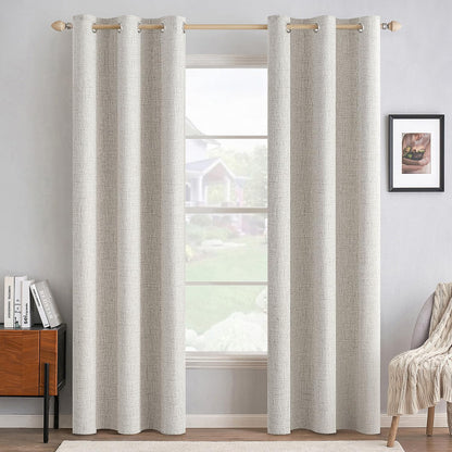 MIULEE 100% Blackout Linen Curtains for Bedroom 52x90 Inches Natural Beige
