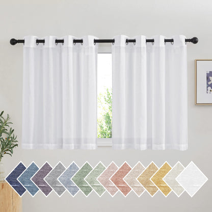 NICETOWN Semi Sheer Linen Ivory Curtains for Bedroom, W52xL84, 2 Panels