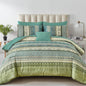 Cottolester Boho Comforter Set Queen Size 8 Piece Bed in a Bag Bohemian Striped Bedding Quilt Set Aqua Paisley Floral Comforter and Sheet Set,Soft Microfiber Complete Bedding Sets for All Season