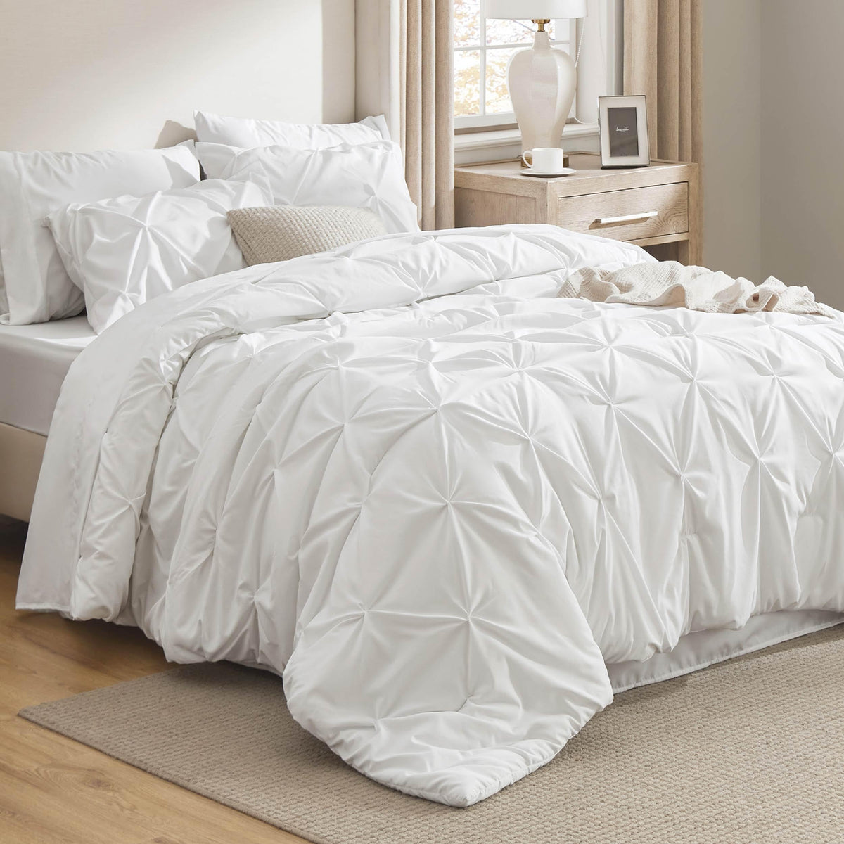 Bedsure 7-Piece King Size Comforter Set & Sheets, Olive Green King Bedding