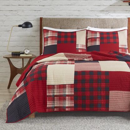 Woolrich Quilt Set Queen, Southwestern Aztec Bedding, Reversible Lightweight Bedspread, Oversized Rustic Cabin Quilt Set, Western Farmhouse Bedding with Matching Shams, Black
