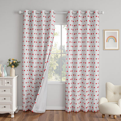 MYSKY HOME Kids Blackout Curtains for Boys Bedroom 84 Inch Long 100% Light Blocking Cute Curtains for Playing Room 2 Panels Grommet Nursery Drapes with Rainbow Pom Pom Sheer 2 Layered 50W x 84L