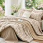 MUXHOMO Queen Comforter Set, 7-Piece Floral Bed in a Bag, Sage Green