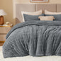BEDELITE Fleece Queen Comforter Set, Fluffy Bed Set, Cream White