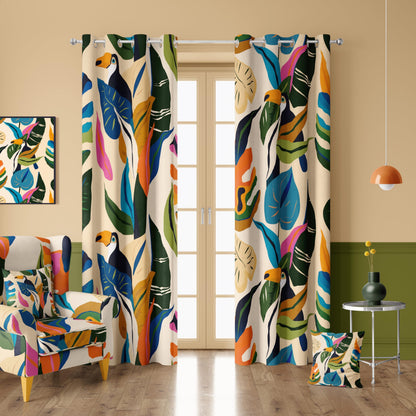 Botanical Green Plant Blackout Curtains 2 Panels 52Wx84L Inch