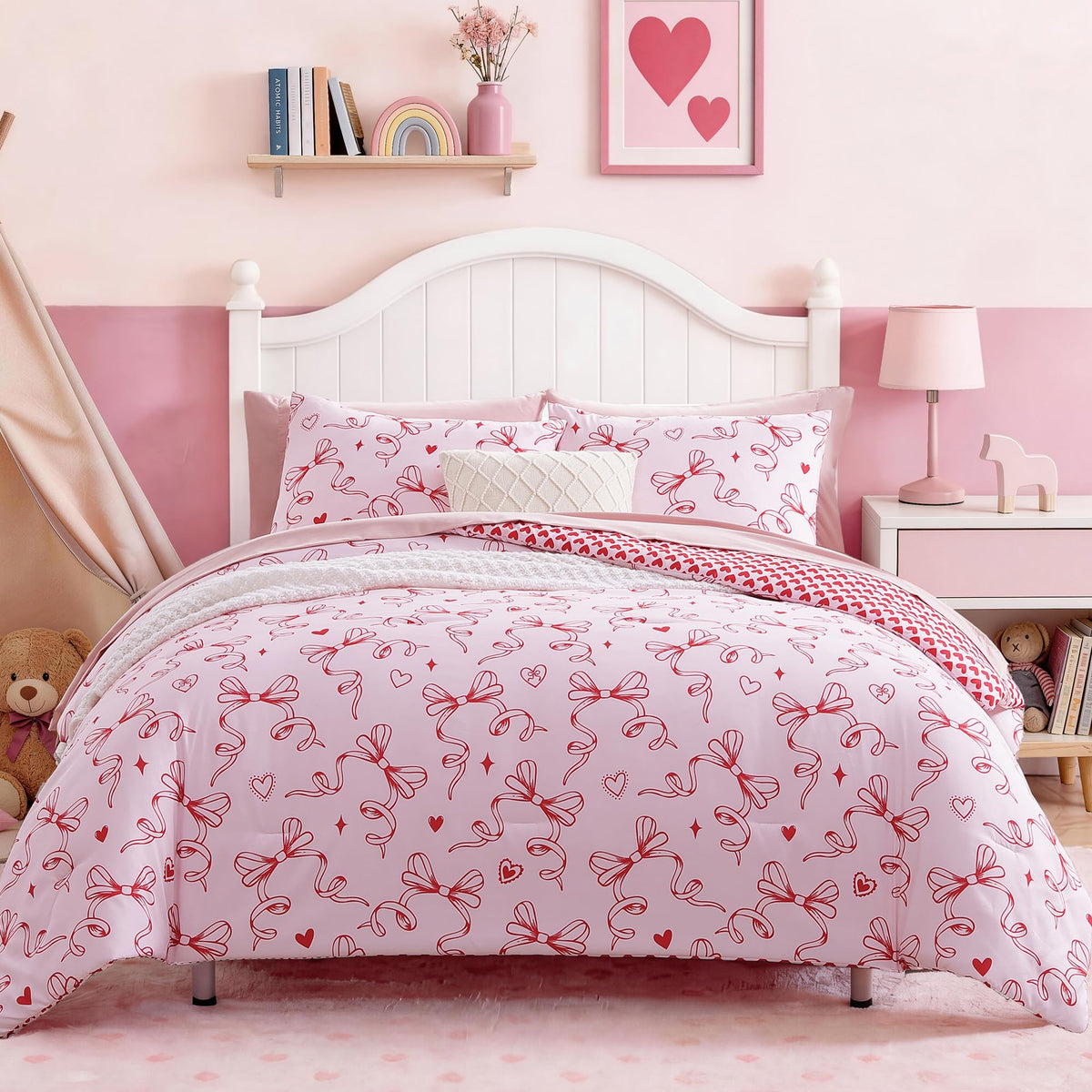 Twin XL Comforter Set for Girls Colorful Checkered Bed in a Bag 5 Pieces