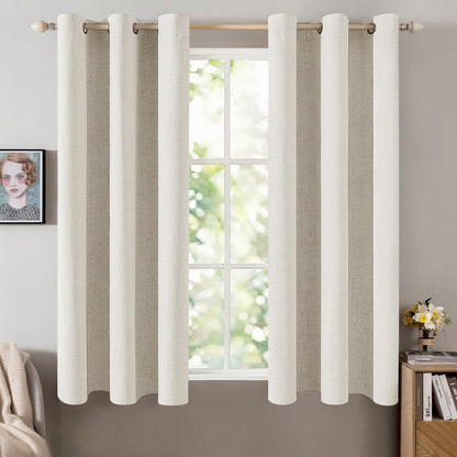 MIULEE 100% Blackout Linen Curtains for Bedroom 52x84 Inches Natural Beige