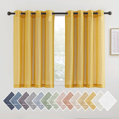 NICETOWN Semi Sheer Linen Ivory Curtains for Bedroom, W52xL84, 2 Panels