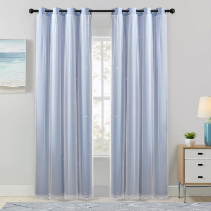 XiDi Blackout Curtains for Girls Bedroom Decor Pink Kids Rainbow Curtains