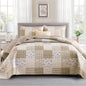 Mybedsoul Boho Quilts Queen Size, Patchwork Floral Bedding Set, Blue