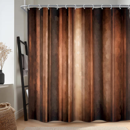 Rustic Brown Striped Shower Curtain Abstract Ombre Vintage Modern Masculine