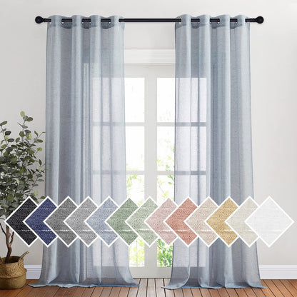NICETOWN Semi Sheer Linen Ivory Curtains for Bedroom, W52xL84, 2 Panels